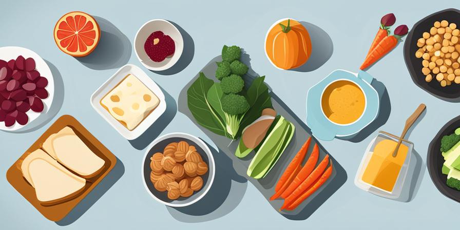Mesa con alimentos saludables y variados