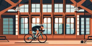Ciclista energético en bicicleta horizontal