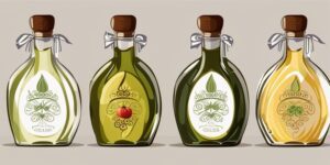 Aceite de oliva virgen extra con frutas y verduras
