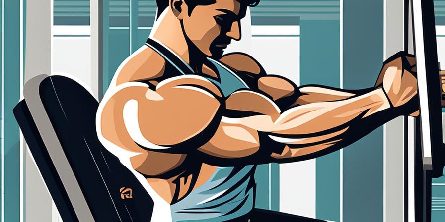Brazo musculoso trabajando el tríceps con polea en el gimnasio