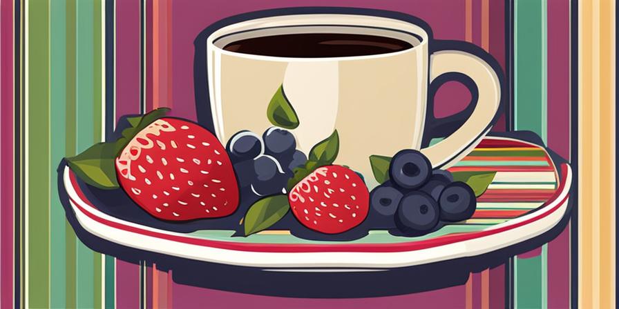 Una taza de café caliente con frutas frescas