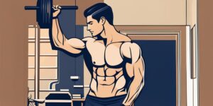 Hombre haciendo ejercicio en casa para fortalecer músculos