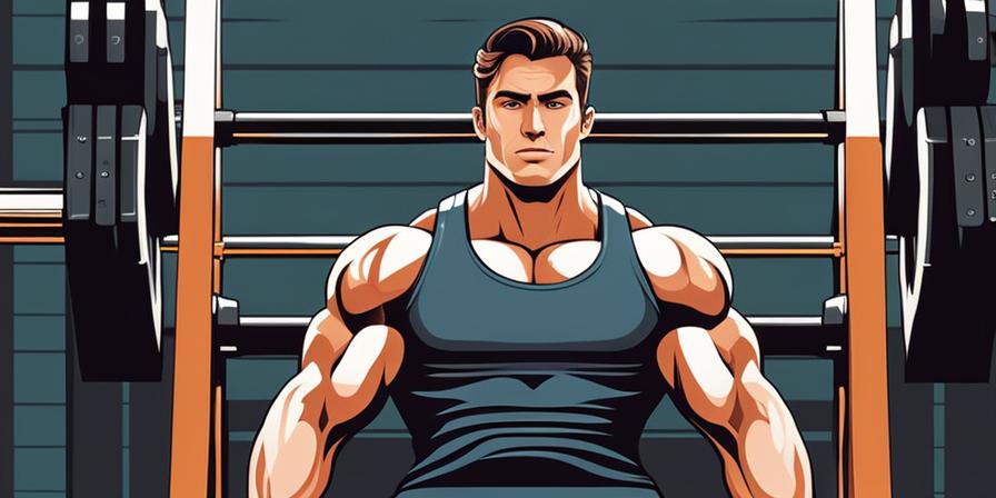 Hombre musculoso levanta pesas de bíceps
