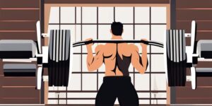 Hombre musculoso haciendo ejercicio con mancuernas en un gimnasio