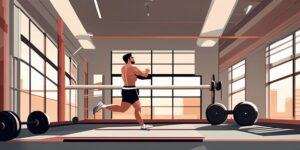 Hombre alcanzando su meta levantando pesas en el gimnasio