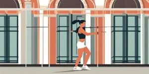 Mujer haciendo ejercicio con cable polea y pierna flexionada