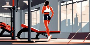 Mujer levantando pesas en gimnasio