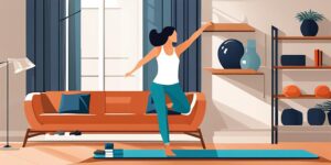 Persona haciendo ejercicios en sala de estar
