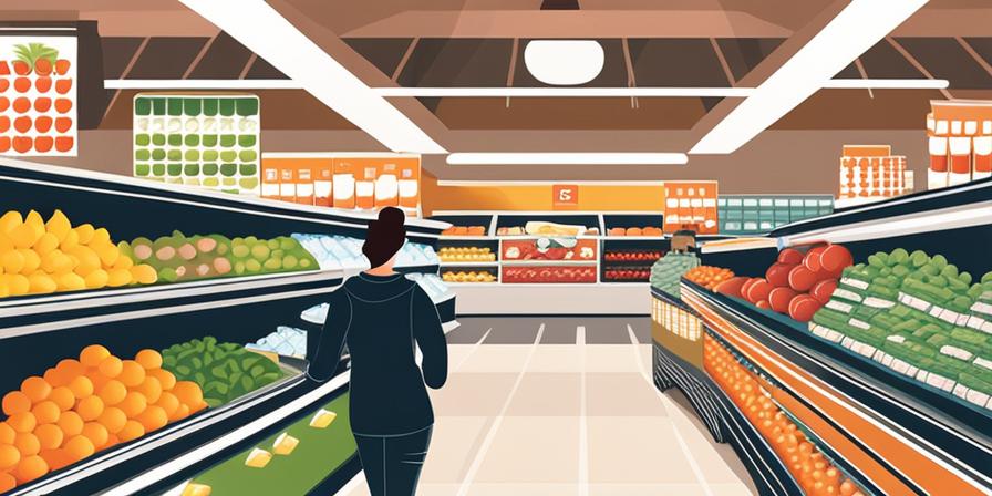 Persona levantando pesas en un supermercado saludable
