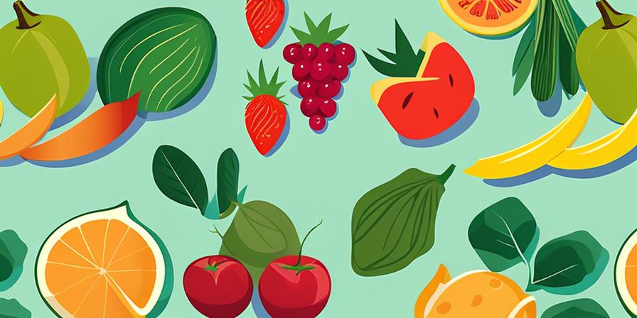 Variedad de frutas y verduras coloridas